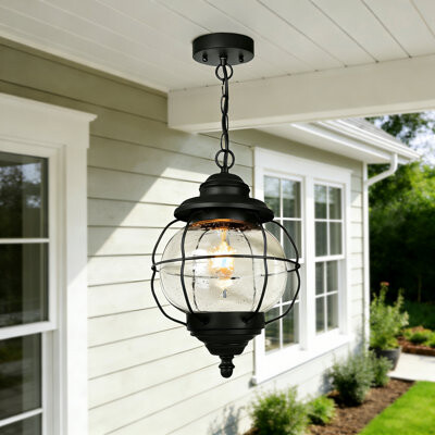 LNC Home Havn 1 - Light 12" H Black Outdoor Hanging Lantern