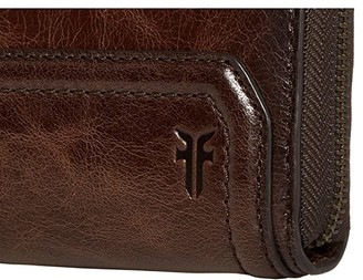 Frye Mel Zip Wallet (Dark Brown) Wallet Handbags
