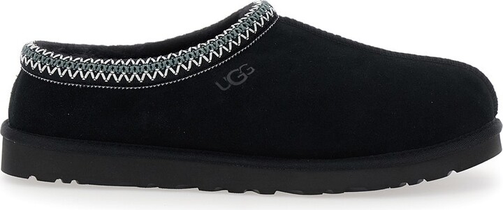 UGG 'tasman' Black Mules With Embossed Logo In Suede Man