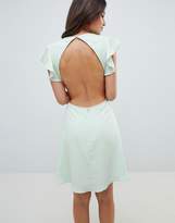 Thumbnail for your product : ASOS Design DESIGN Embroidered Skater Mini Dress With Cut Out Sides