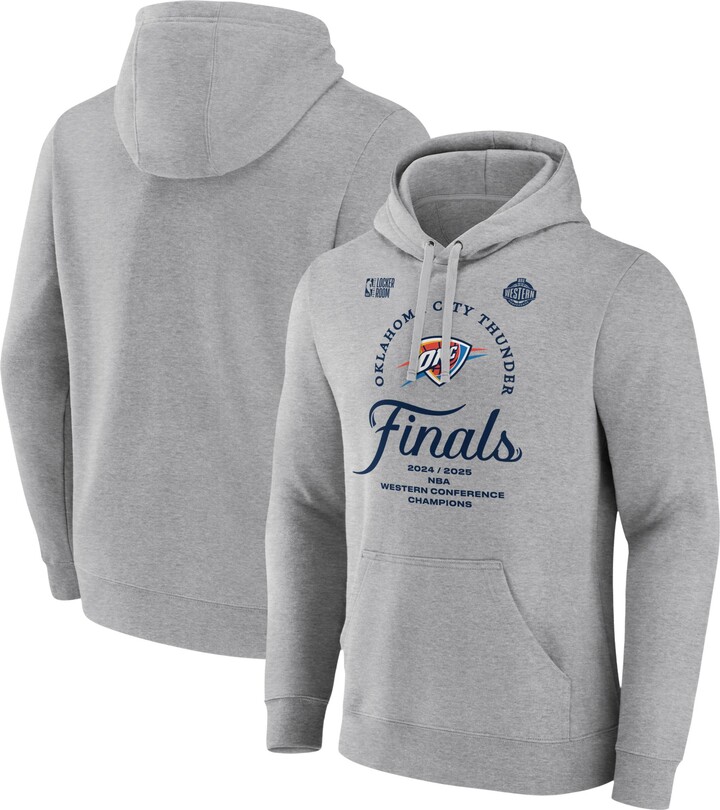 NBA Adult 2025 Western Conference Champions Oklahoma City Thunder Locker Room Pullover Hoodie, Men's, Medium, Gray