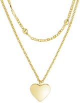 Thumbnail for your product : Sterling Forever 14K Goldplated Beaded Chain Heart Charm Layered Necklace