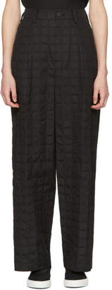 Issey Miyake Black Crumpled Grid Trousers