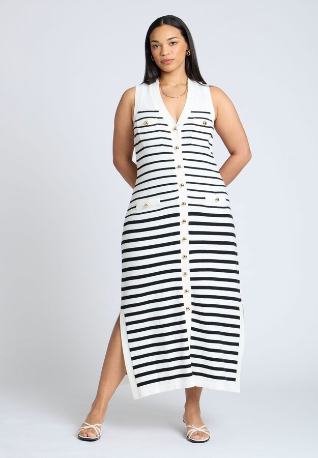 Striped Sleeveless Sweater Dress