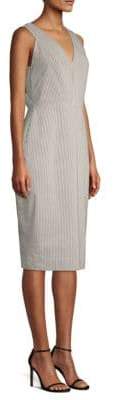 Donna Karan Women's Striped Sheath Dress - Black Ivory - Size 8