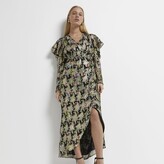 Thumbnail for your product : River Island Womens Petite Black floral wrap maxi dress