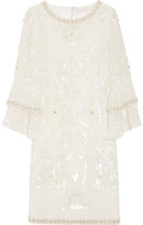 Thumbnail for your product : Matthew Williamson Poppy embellished silk-georgette shift dress