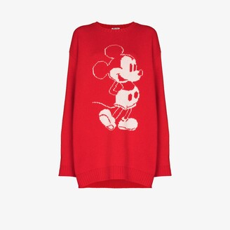 Miu Miu Red Mickey Mouse Mini Sweater Dress