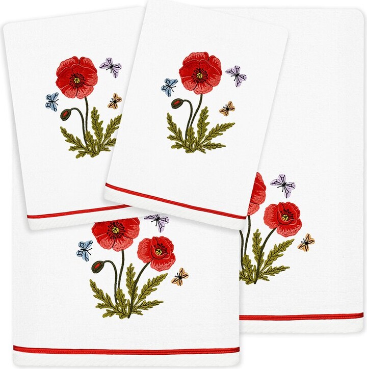 Linum Home Textiles Polly 4pc Embellished Turkish Cotton Towel Set