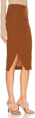 Enza Costa Cashmere Midi Wrap Skirt in Brown