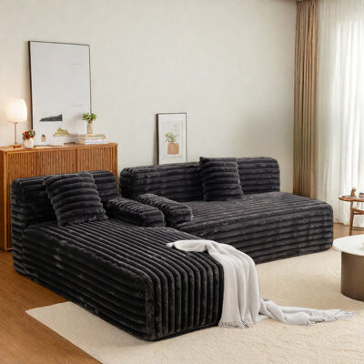 110'' Cloud Sectional Free-combined Sofa With Two Throw Pillows