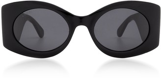 Gucci Black Oversized Cat Eye Women's Sunglasses w/Quilted Effect Temples