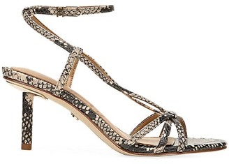 Sam Edelman Pippa Ankle-Wrap Snakeskin-Embossed Leather Sandals