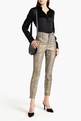 J Brand Metallic leopard-print leather skinny pants