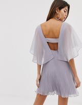Thumbnail for your product : ASOS DESIGN mini dress with pleat skirt and flutter sleeve