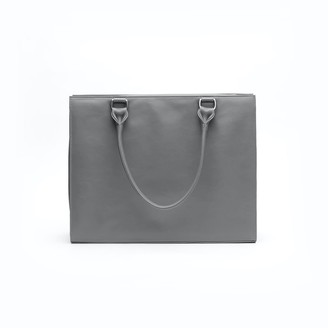 Holly & Tanager Confidante Structured Leather Tote In Grey