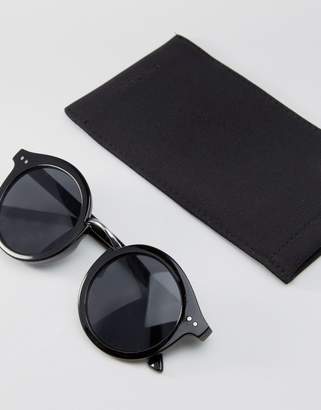 Pieces Black Round Sunglasses