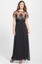 Thumbnail for your product : Marina Embroidered Mesh Gown