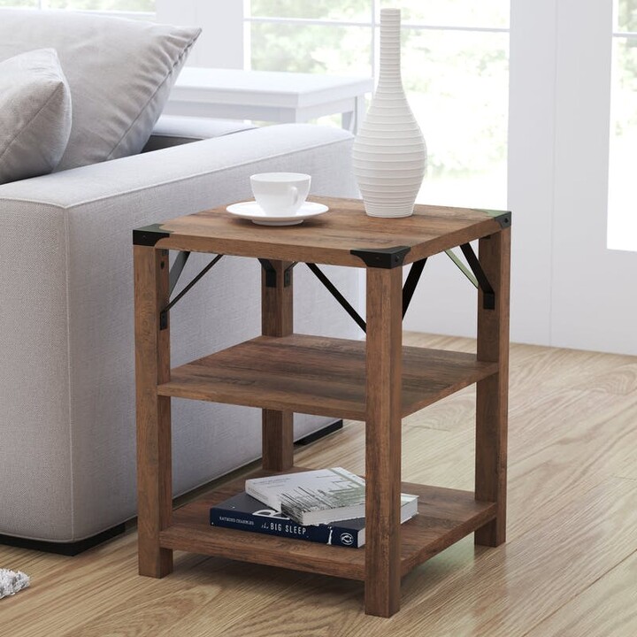 Merrick Lane Green River Modern Farmhouse Engineered Wood End Table