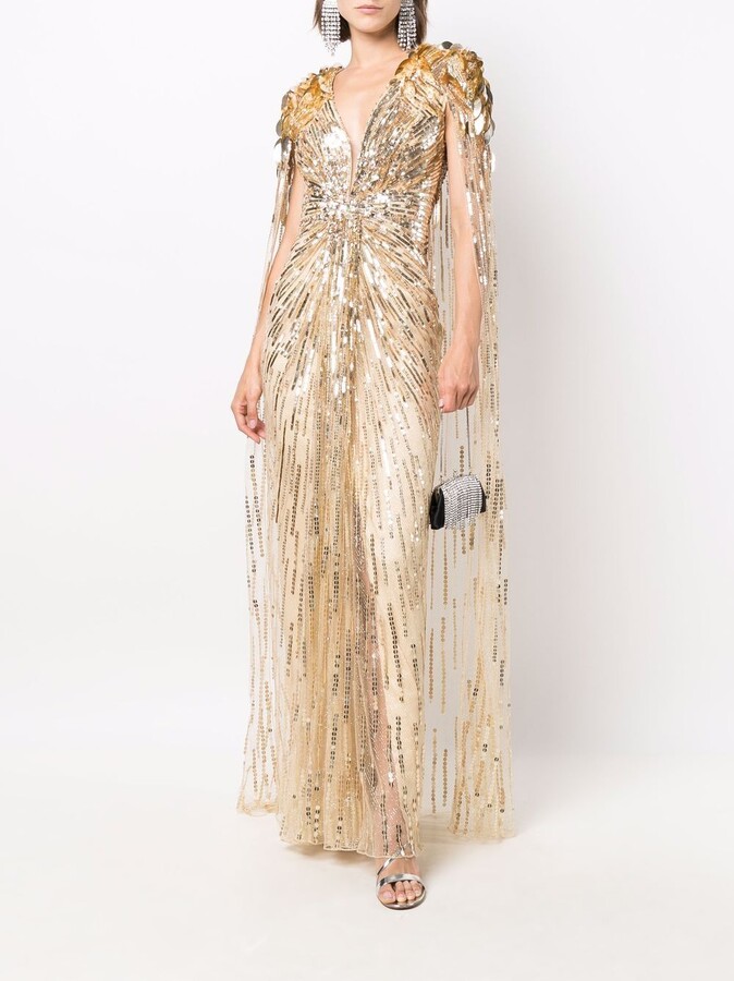 sequin cape dress