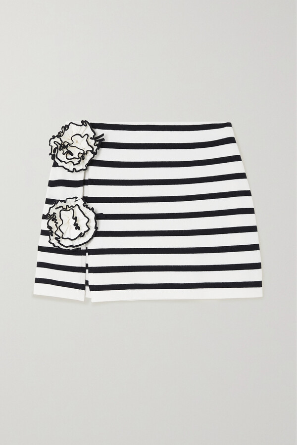 Jean Paul Gaultier Embellished Striped Stretch-knit Mini Skirt