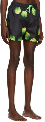 Paul Smith 50th Anniversary Black and Green Apple Swim Shorts