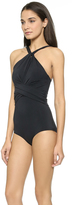 Thumbnail for your product : Michael Kors Collection Draped Solids Draped High Neck Maillot