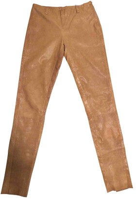 Trussardi Camel Leather Trousers for Women