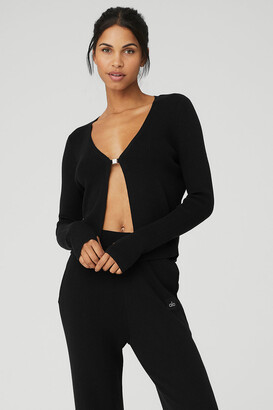 Alo Yoga  Knit Salana Cardigan Jacket in Black, Size: Medium