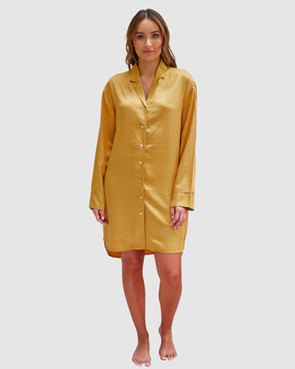 Mulberry Threads - Women's Gold Pyjamas - Louise Bamboo Sleep Shirt - Size One Size, S at The Iconic