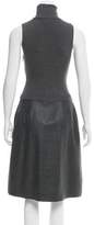 Thumbnail for your product : Valentino Lace-Accented Wool Dress