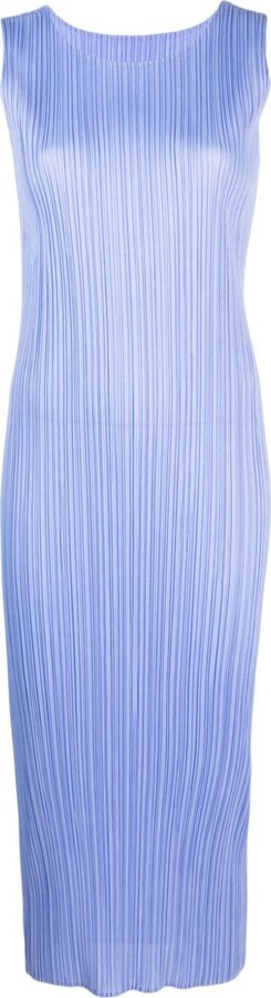 Pleats Please Issey Miyake Monthly Colors:March Sleeveless Dress - Blue