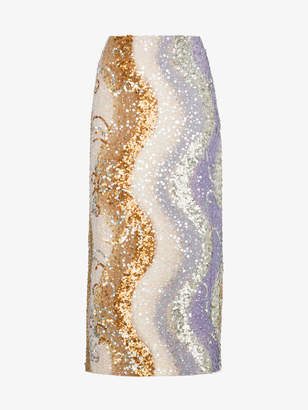Dries Van Noten Shine sequin embellished silk midi skirt