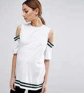 Thumbnail for your product : ASOS Maternity T-Shirt With Cold Shoulder Stripe Insert
