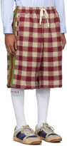 Thumbnail for your product : Gucci Red and Off-White Vintage Check Shorts