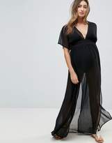 Thumbnail for your product : ASOS Maternity DESIGN Maternity Shirred Waist Maxi Chiffon Beach Caftan