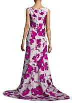 Thumbnail for your product : Oscar de la Renta Floral-Print Silk Gown