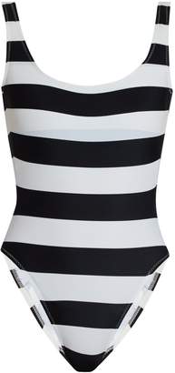 Norma Kamali Mio scoop-back striped swimsuit