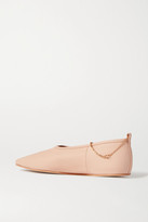 Thumbnail for your product : Stella McCartney Chain-embellished Vegetarian Leather Point-toe Flats - Beige