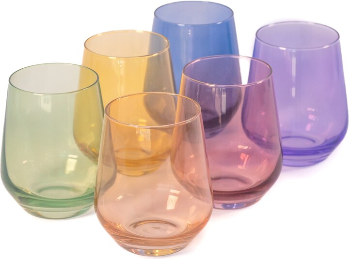 Estelle Colored Glass Set of 6 Stemless Wine Glasses ShopStyle
