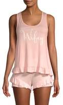 Thumbnail for your product : Betsey Johnson Two-Piece Screenprint Shorty Pajama Set