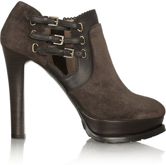 Moschino Cheap & Chic Moschino Cheap and Chic Leather-trimmed suede boots