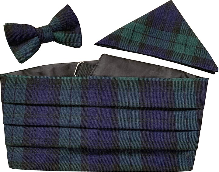 Great British Tie Club Black Watch Tartan Plain Cummerbund Set (Includes  Bow Tie & Hanky) - ShopStyle