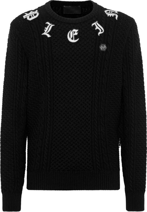 Philipp Plein Logo-Embroidered Cashmere Jumper