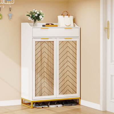 Everly Quinn 5-Tier Shoe Rack Organizer Storage Cabinet Entryway With Doors Drawer, Large Capacity For Entryway & Living Room