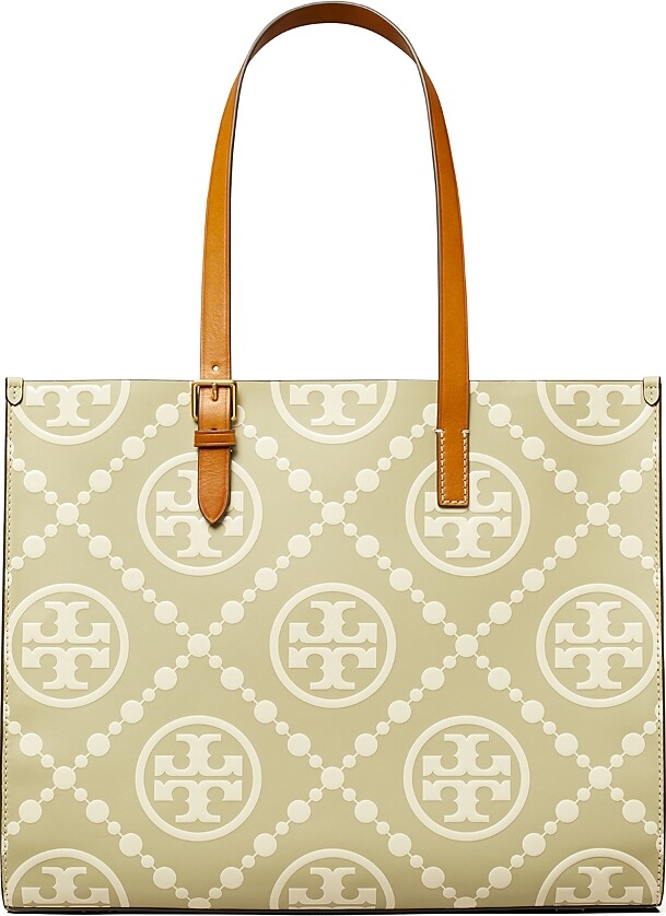 Tory Burch T Monogram Contrast Embossed Leather Medium Tote