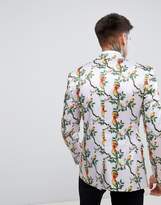 Thumbnail for your product : ASOS Design Super Skinny Blazer With Pink Bird Print