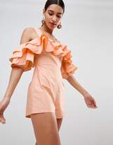 Thumbnail for your product : Fashion Union Off Shoulder Romper With Ruffle Layers