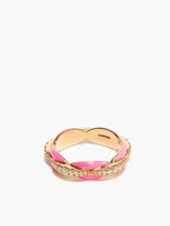 Thumbnail for your product : Melissa Kaye Ada Diamond, Enamel & 18kt Rose-gold Ring - Pink Multi