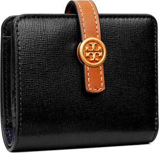 Tory Burch Robinson Patchwork Leather Card Case In Brown